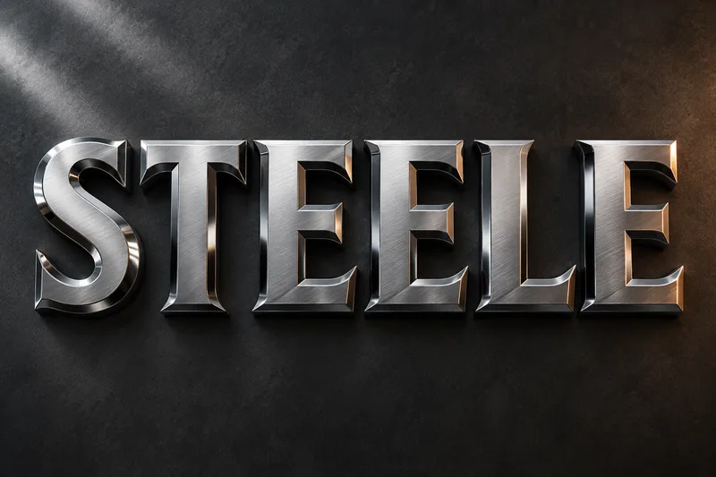 Metallic Text Generator sample showing STEELE