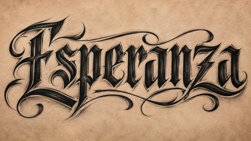 Chicano Lettering Generator sample showing Esperanza