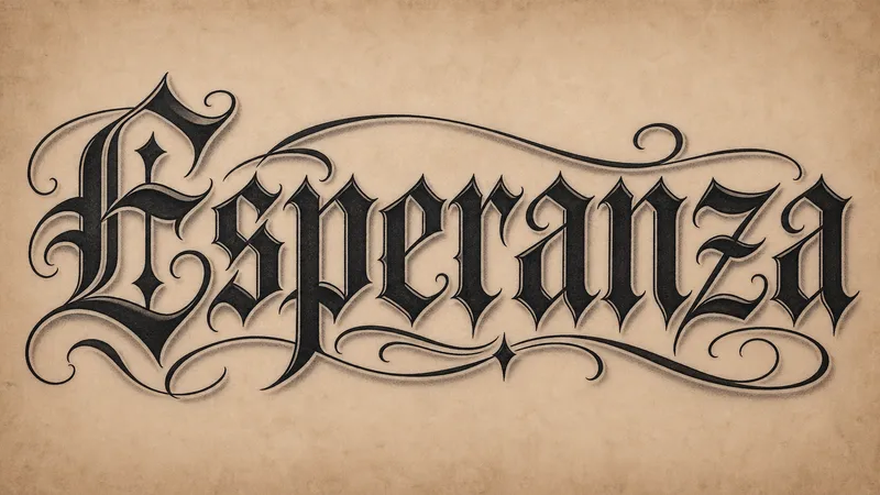 Chicano Lettering Generator sample showing Esperanza