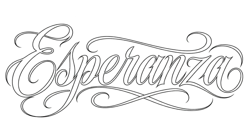 Chicano Lettering Generator sample showing Esperanza