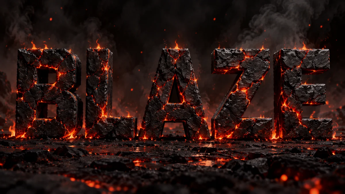 Fire Text Generator sample showing BLAZE