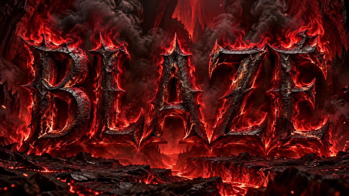 Fire Text Generator sample showing BLAZE