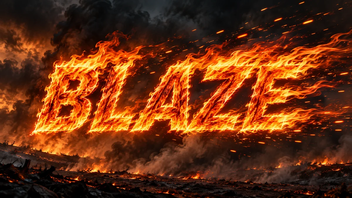 Fire Text Generator sample showing BLAZE