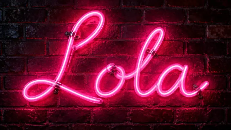 Neon Font Generator sample showing Lola