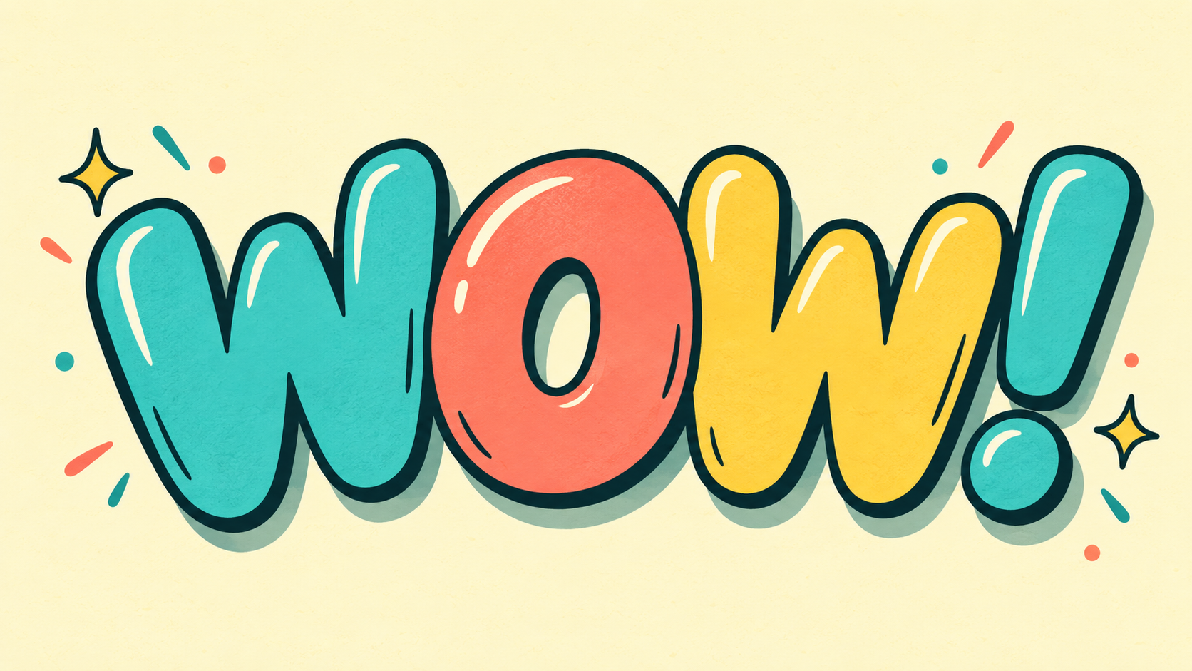 Original soft cartoon lettering with rounded pastel shapes and a sticker-like outline