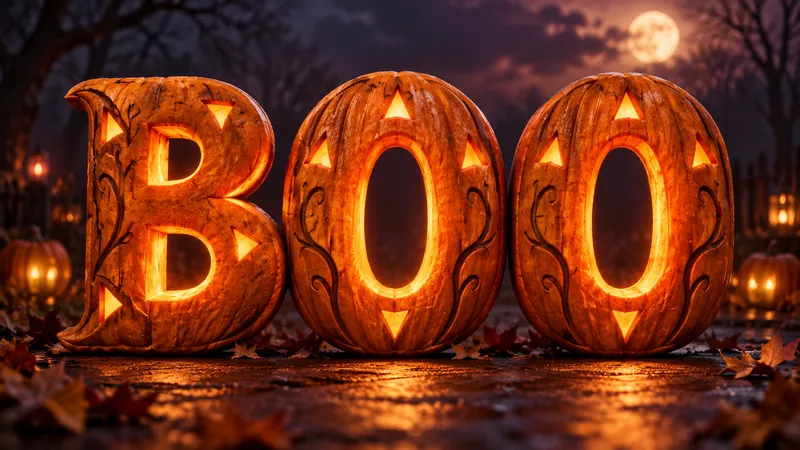 Halloween Font Generator sample showing BOO